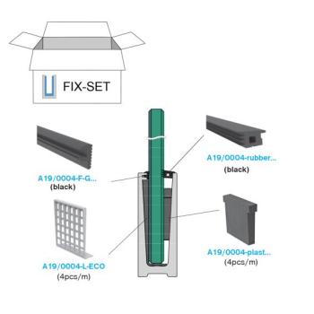 Dichtungsset 500 cm FIX für Aluprofil für Ganzglasgeländer, Profile L/U/Y universal